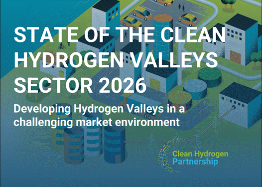 Корица на доклада State of the Clean Hydrogen Valleys Sector 2026 на партньорството „Чист водород“